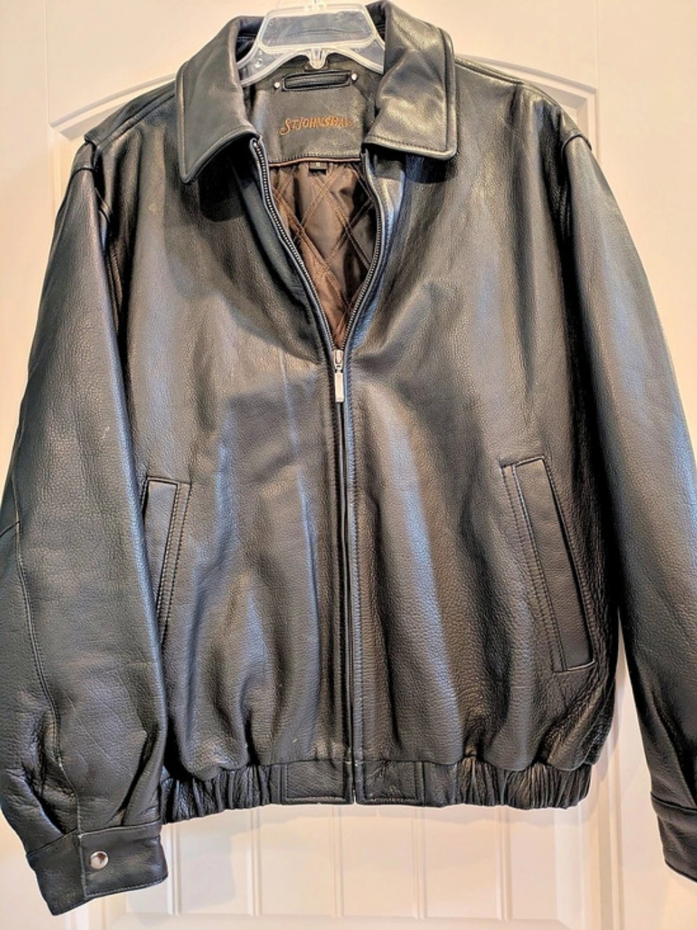 St. John's Bay Leather Zip Jacket Black Size Medium